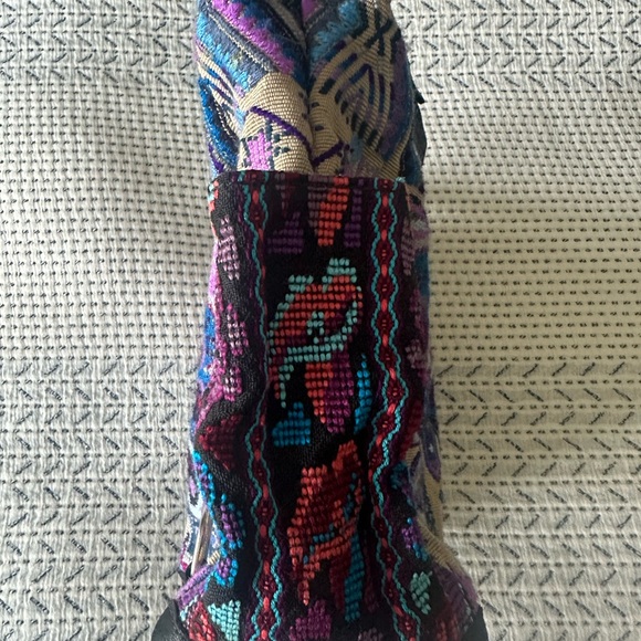 Maria's Artisan Shop Aurora Bag tan/purple/blue butterfly huipil CDB - Picture 5 of 7